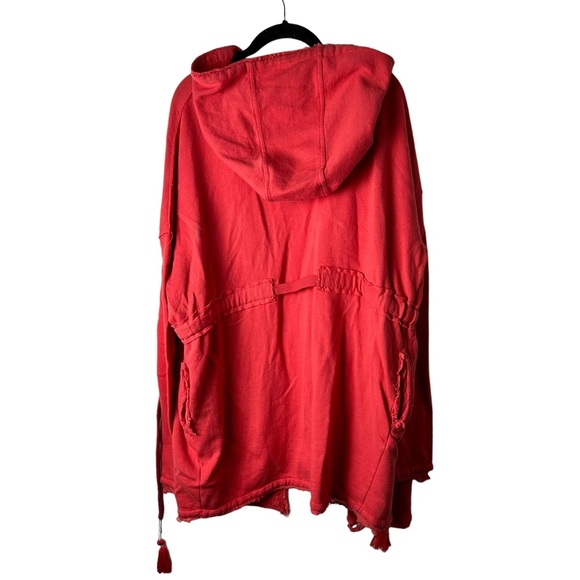 FREE PEOPLE SzS OH PRETTY DAZE EMBROIDERED HOODED KNIT CARDIGAN CORAL EUC - Picture 4 of 10